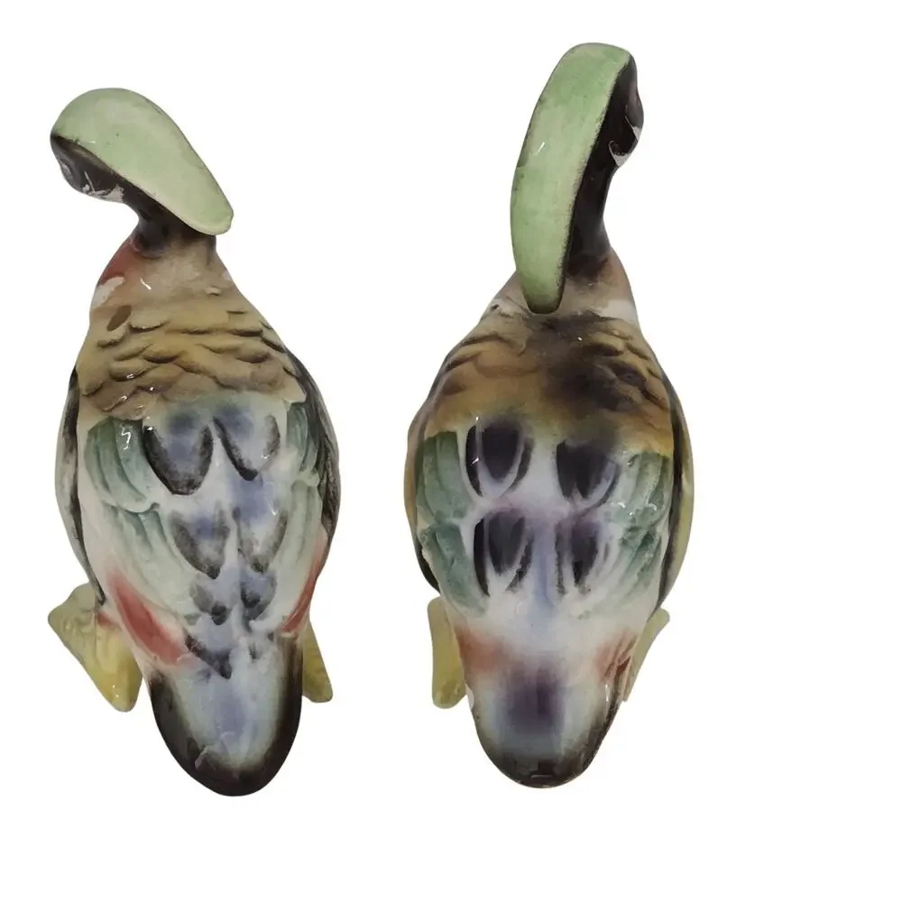 Vintage Ceramic Crested Duck Salt Pepper Shakers MCM Kitsch Figural Birds